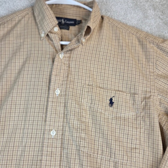 Ralph Lauren Other - Ralph Lauren Yarmouth Shirt Mens 15 32/33 Tan Long Sleeve Plaid Cotton Pony